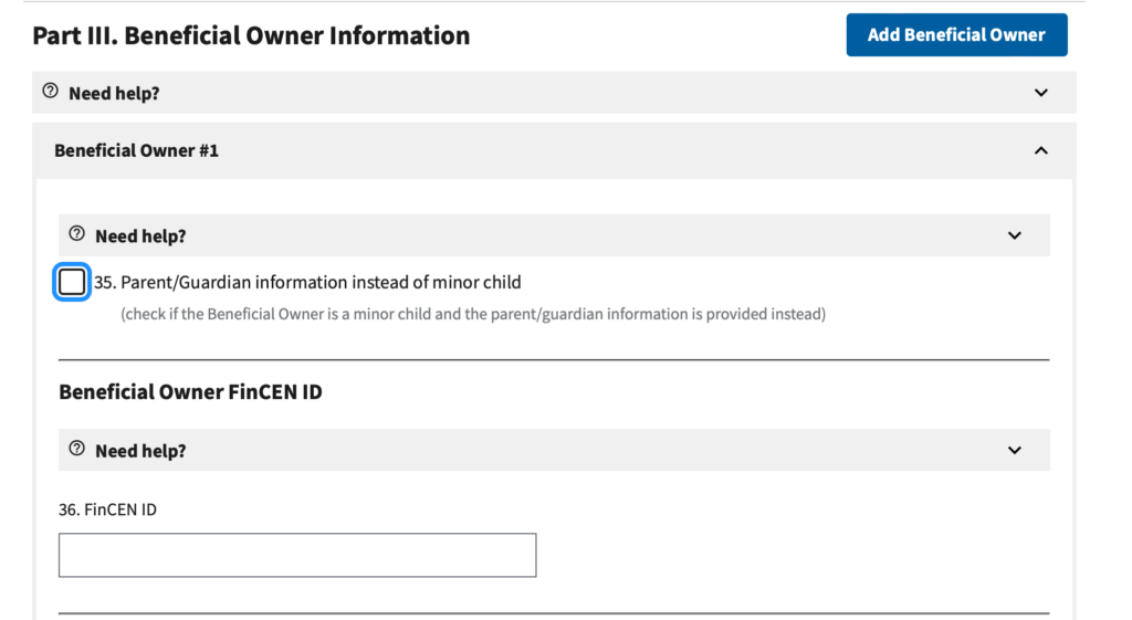 Beneficial Owner FinCEN ID